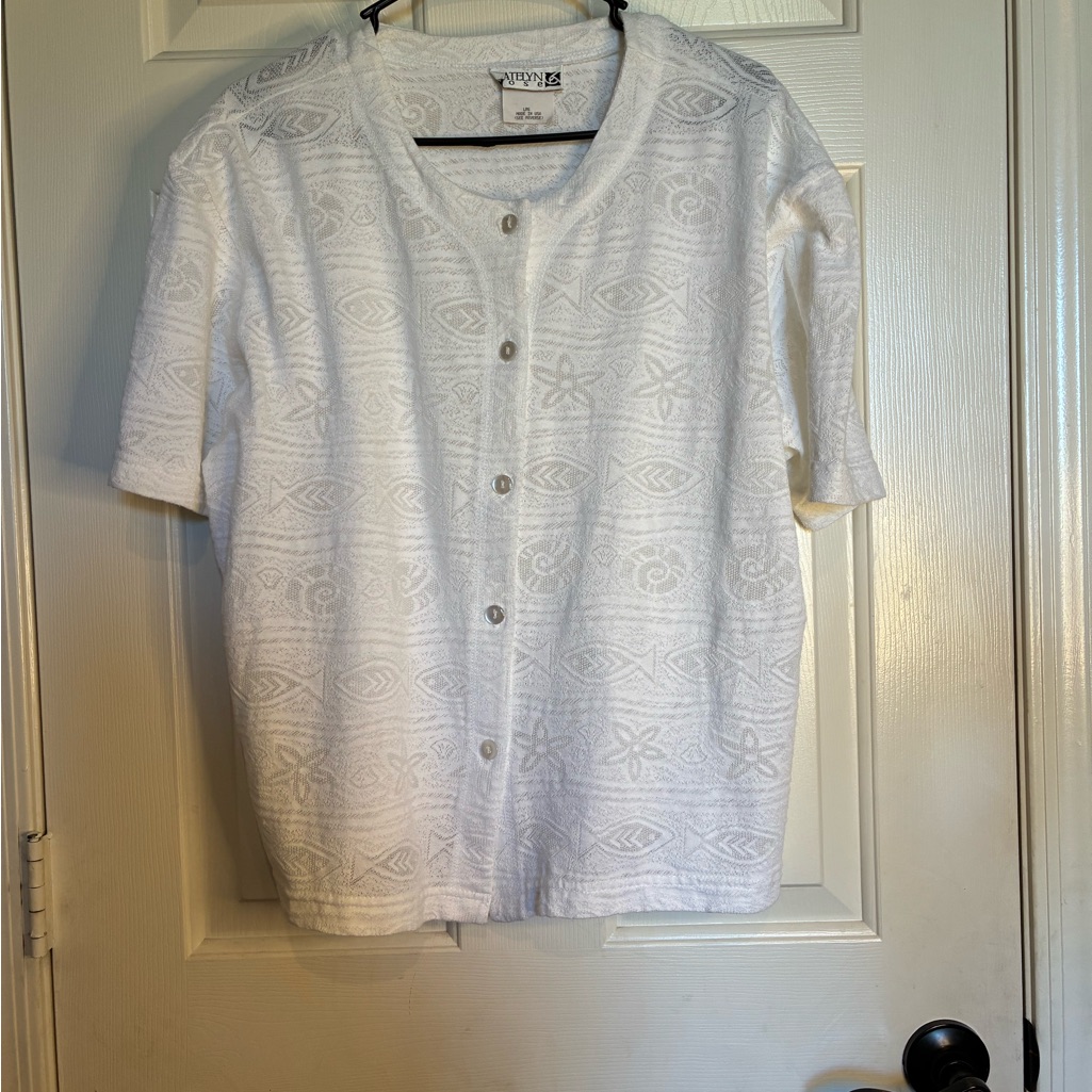 Katelyn Rose White Textured Button-Up Cardigan